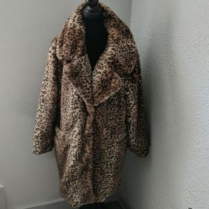 Faux Fur Leopard Coat